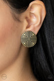 Shielded Shimmer - Brass CLIP ON Earrings