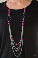 Bubbly Bright - Pink Necklace