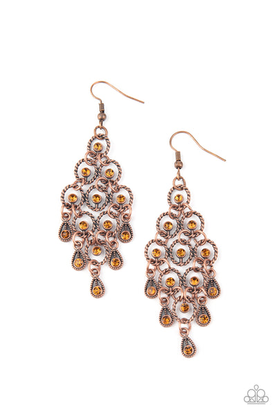 Chandelier Cameo - Copper Earrings